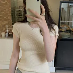 KPOP Women Round Neck Short Sleeves Top-image-50