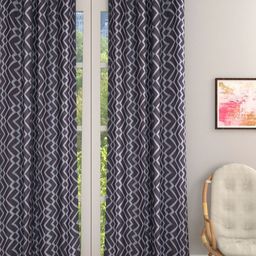 ROMEE Brown & White Set of 2 Geometric Room Darkening Door Curtain-56