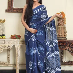 Craft Musium Floral Printed Pure Cotton Saree With Unstitched Blouse Piece-image-58