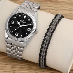 WROGN Men Analog Watch & Leather Bracelet Gift Set-45