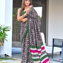 AMRUTKALA SAREES Pure Cotton Designer Block Print Saree With Blouse-picture-33