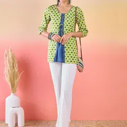 Sangria Ethnic Motif Printed Cotton Tie-Ups Tunic-picture-28
