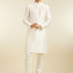 Diwas by Manyavar Mandarin Collar Straight Kurta With Pyjamas-picture-7