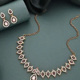 Brado Jewellery Gold-Plated American Diamond-Studded Jewellery Set-42