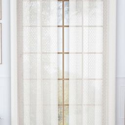 Story@home Serene Off White 2 Pieces Abstract Printed Sheer Long Door Curtains-image-42