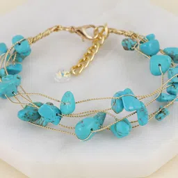 Asthetika Gold-Plated Artificial Beaded Link Bracelet-13