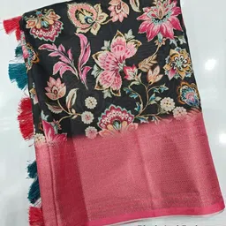 J 6 DESIGNER Women Floral Printed Woven Design Zari Saree-picture-2