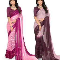 Moda Rapido Pack Of 2 Striped Satin Saree-picture-43