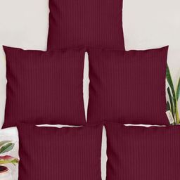 Blue Grass Maroon 5 Pieces Silk Striped Square Cushion Covers-image-93