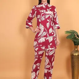 Fihana Floral Printed Top With Trousers-image-48