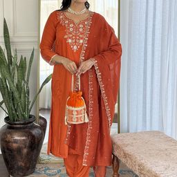 Wedani Women Floral Embroidered Kurta with Trousers & Dupatta-image-124