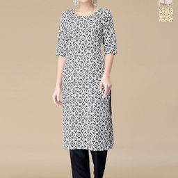 HERE&NOW Women Pack Of 3 Ethnic Motifs Printed Crepe Kurta-image-98