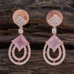 Kushal's Fashion Jewellery Rose Gold-Plated Teardrop Shaped Drop Earrings-6