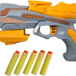 Plastic Manual Bullet Shooting Gun Toy with 5 Soft Foam Bullets Guns & Darts-9