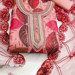 SHADOW & SAINING Embroidered Organza Semi-Stitched Dress Material-image-30