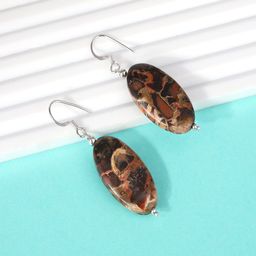 Nirvana Sterling Silver Rhodium-Plated Artificial Beads Beaded Oval Shaped Drop Earrings-22