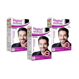 Vegetal Set Of 3 Bio Color 100% Natural Hair Color - 25 g Each - Soft Black-0