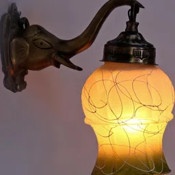 Somil Premium Designer Glass Wall / Night Lamp Elegant & Stylish Dcor Accent for Modern Interiors, Color- Green, White, Size:- 17 X 19.5 X 23 CM-image-32