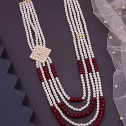 GC PREMIUM JEWELLERY Men Gold-Plated Artificial Pearls Beaded Layered Necklace-picture-32