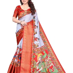 MAGNEITTA Kalamkari Silk Blend Saree-image-16
