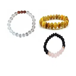 Divine souvenirs Unisex Set Of 3 Artificial Beaded Elasticated Bracelets-70