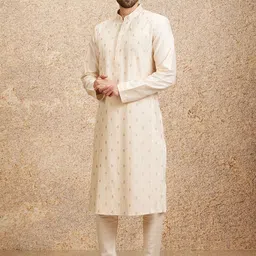 Twamev Men Floral Embroidered Regular Thread Work Kurta with Churidar-42