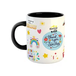 ARTBUG White & Black Printed Ceramic Glossy Finish Dishwasher & Microwave Safe Mugs 350 ml-image-40