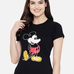 Dreambe Women Pack Of 3 Mickey Mouse Graphic Printed Round Neck Cotton T-shirts-image-96
