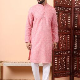 Latest Chikan Garments Geometric Woven Design Mandarin Collar Straight Kurta-12