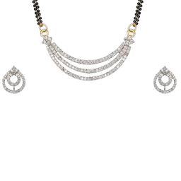 Jaimy Silver-Plated Artificial Stones Studded And Beaded Mangalsutra-image-65