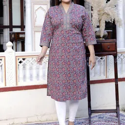 Jevi Prints Women Floral Printed Straight Kurta-image-25