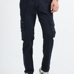 NEVER NEUD Men Relaxed Cargos Trousers-image-90