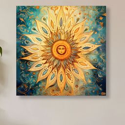 Myntra Elegant Homes Blue & Yellow Single Piece Canvas Abstract Wall Paintings-picture-44