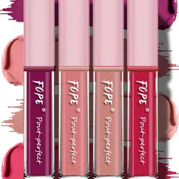 FOPE Set Of 4 Pout Perfect Smudge-Free Liquid Lipstick - 4 ml Each Shade - 01-02-06-09-19