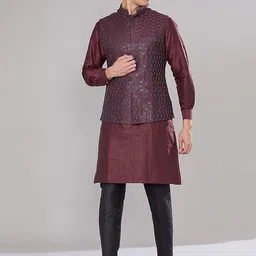 RNG Safawala Embroidered Sequinned Raw Silk Straight Kurta with Trousers-image-34