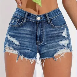 AVANOVA Women Washed High-Rise Denim Shorts-picture-33