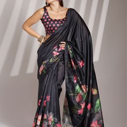 Kalista Floral Linen Blend Saree-image-12
