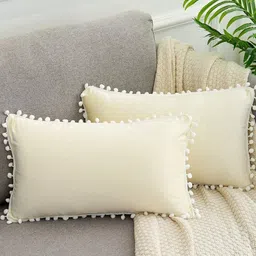 Cottonfry White 2 Pieces Velvet Rectangle Cushion Covers-image-85