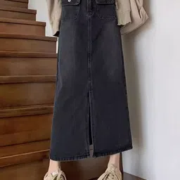 StyleCast Women Solid Pure Cotton A-Line Maxi Skirts-picture-7