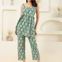 Moda Rapido Printed Square Neck Pure Cotton Tunic With Trouser-image-56