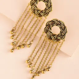 Voylla Gold-Plated Oxidised Contemporary Drop Earrings-image-59