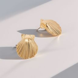 Accessorize London Gold Shell Contemporary Studs-image-39