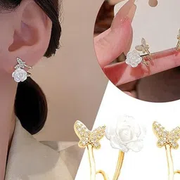 AKISON JEWELS Floral Crystals Studs Earrings-image-27