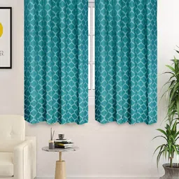 Saral Home Teal Set of 2 Geometric Room Darkening Window Curtain-image-34