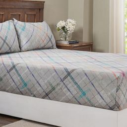 MASPAR Grey Geometric Printed Pure Cotton200 TC Single Bedsheet Set 1.52 m x 2.24 m-image-92