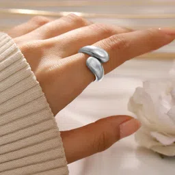 Rubans Voguish Rhodium Plated Stainless Steel Tarnish Free Waterproof Adjustable Ring-28