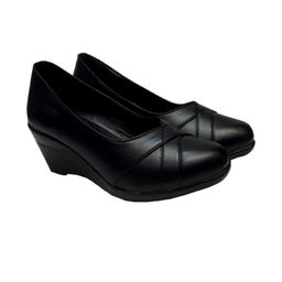 banuchi Women Black Slip-On Round Toe Solid casual Wedge shoes-image-22
