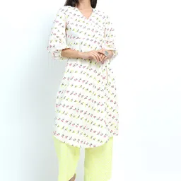 Vishudh Floral Printed V Neck Gotta Patti A-Line Kurta With Palazzos & Dupatta-image-81