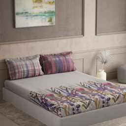 DDecor Purple & Grey 144 TC Bedsheet with 2 Pillow Covers-picture-23