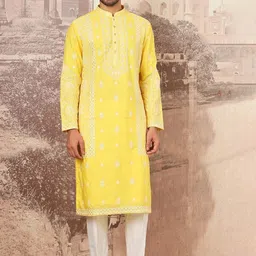 ASUKA Ethnic Motifs Embroidered Thread Work Chanderi Silk Straight Kurta With Trouser-picture-39